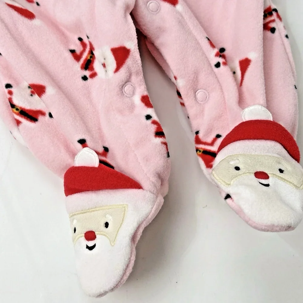 New Carters Fleece Christmas Blanket Sleeper PJs Footie Pajama Girl 3M 1 Piece